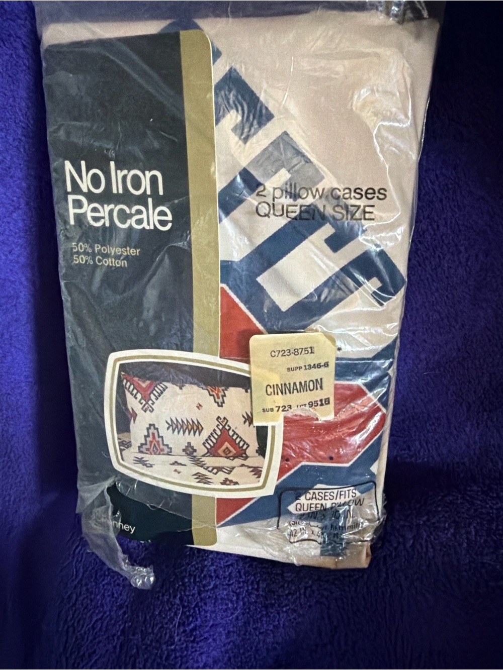 jcpenney Cinnamon and Navy Geometric Accent Pillowcases - Pack of 2 vintage